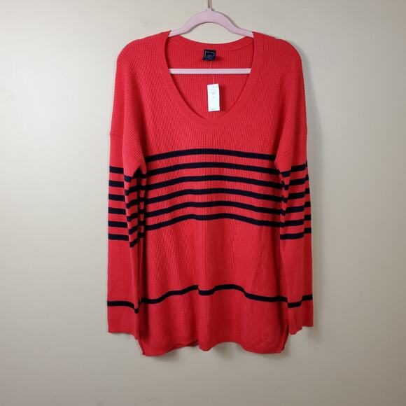 GAP Red/Blue Striped Long Sleeve Scoop Neck Knit Sweater Size XL - Picture 1 of 10